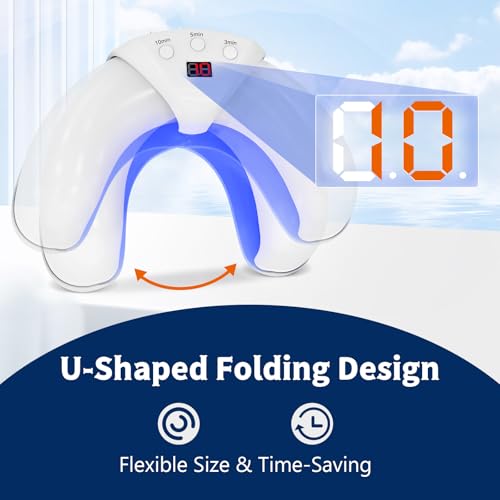 Fungal Nail Treatment Device for Toenails & Fingernails, LED Light Therapy for Discolored & Thick Nails, Adjustable Timer, Multi-Nail Design, Easy Home Use-Pure White