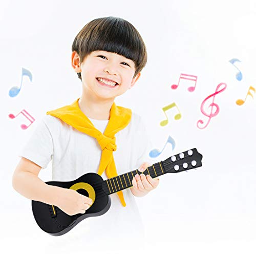 WEY&FLY Kids Toy Guitar 6 String, Baby Kids Cute Guitar Rhyme Developmental Musical Instrument Educational Toy for Toddlers (Black/Yellow) - Thumbnail 4