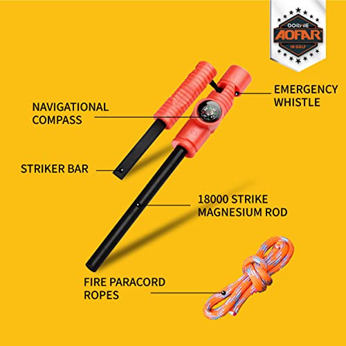 AOFAR Fire Starter AF381 Plus Fire Steel 5in1 for Camping, Hiking