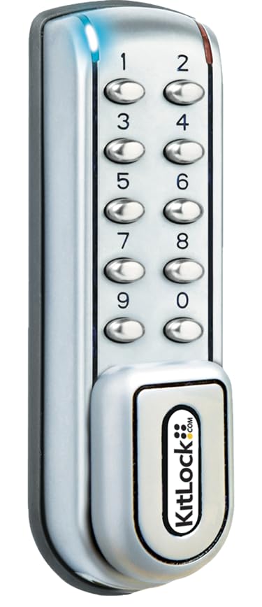 KitLock KL1200 Electronic Lock for Lockers, Lockers and Furniture, Keyless with Combination Lock, Vertical, Silver