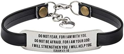 UNQJRY Leather Bracelet for Women Teens Christian Engraved Ornament Jewelry Gift Inspirational Vintage Stretch Religion Bible Verse Christmas Gifts