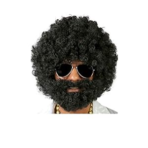 Guirca Fiestas gui4869 – Peluca Afro con Barba Negra (Caja Contenedor)