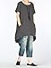 Mordenmiss Women's Cotton Linen Tunic Tops Hi-Low Dresses with Pockets L-Dark Gray