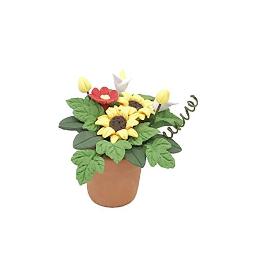 callm 1/12 Miniature Scene Model Dollhouse Accessories Mini Green Plant Flower Kid Toy for The 1:12 or 1:6 Scale Miniature Setting (Yellow) - Thumbnail 5
