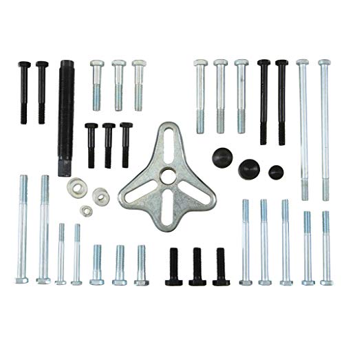 Hunzed 46Pc Harmonic Balancer Gear Puller Steering Wheel Pulley Steel Yoke Washer Crank (Silver)