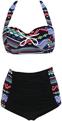 Kateirmaso High Waist Swimsuit Bikinis Women Bathing Suit Vintage Retro Floral Push Up Bikini Set Plus Size Swimwear Summer Beach 4XL 03 L