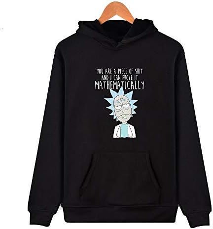 Ccoco Men Women Rick Morty 3D Print Hooded Sweatshirt Hoodie Pullover Top Coat Sweater-black-4XL