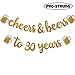 Cheers & Beers to 30 Years Gold Glitter Banner for 30th Birthday Wedding Anniversary Party Decorations Pre Strung & Ready To Hang