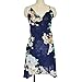 Ouduokiya Women Chiffon Sexy Strapped Deep V-Neck Print Backless Summer Style Dress (S, Navy Blue)