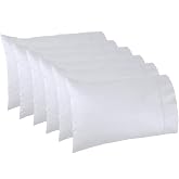 6 White Standard/Queen Pillow Case - Soft Hotel Style Polly Cotton Blend, 200 Thread Count, Wrinkle Free Linen Pillow Cover, Pillowcases by Towels N More