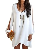 Amoin Women Off Shoulder V-neck A-line Mini Strapless Loose Casual Dress