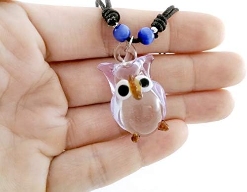ThongDee Jewelry Glass Blown Owl Charms Pendant Necklace for Men Women