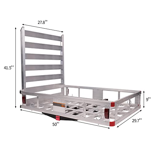 50" x 29.7" Trailer Hitch Cargo Carrier 500LBS Utility Basket with 41.5