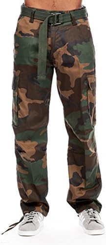Mens Guys Ablanche Basic Style Durable Solid Pattern Cargo Pants 6CP01 (40/34, New Woodland)