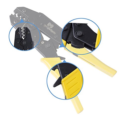 Gee Gadgets Wire Crimper Ratcheting Tool - Comfort Grip Professional Insulated Wire Terminals Connectors Ratcheting Adjustable Crimping Plier (Certified Refurbished)