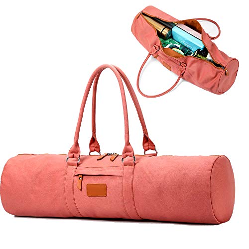 FODOKO Yoga Mat Bag Large Canvas Yoga Mat Tote Gym Duffle Bag Sling Carrier with Zippers and Pockets