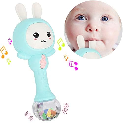 My Future Singer, Musical Baby Rattle and Teethers, Sing Rabbit Toy with 6 Classic Songs and Light for Toddlers Infant Development and Early Education BEST Christmas Gift (Blue)