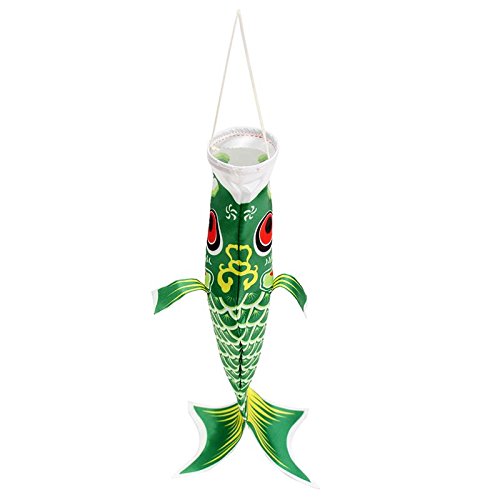 Katoot@ 40cm Koi Nobori Japanese Style Colorful Carp Wind Sock Koinobori Fish Anime Fish Flags Kite Flag Hanging Decor (Green)