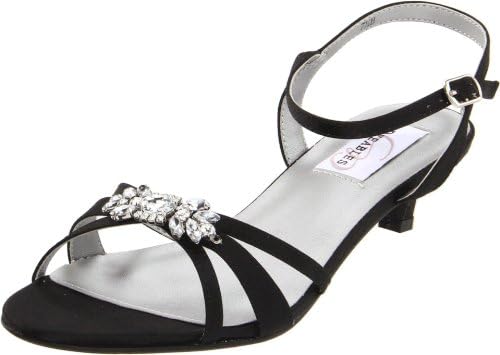 Dyeables Women's Penelope Ankle-Strap Sandal,Black Satin,9.5 D US