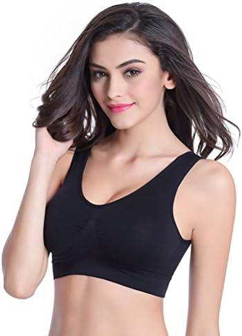 Sports Bra for Women-High Impact Removable Padded No Steel Ring Workout bras for Running and Yoga L-Black