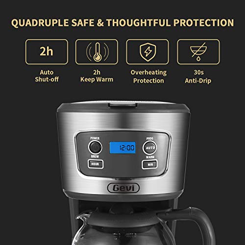 Gevi Coffee Maker, 5 Cups Small Programmable Coffee Machine with Reusable Filter, Keep Warm