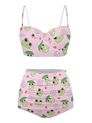 Howilath Halter Bikini Cute Cartoon Frog Swimsuits