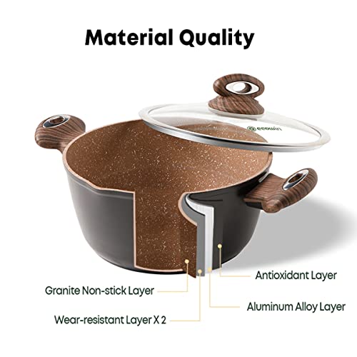 Ecowin Stock Pot with Lid 3 Quart, Nonstick Cooking Soup Pasta Pot