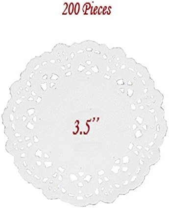 WELLSKEY Paper Doilies Round 3.5-Inch White Pack of 200 pcs