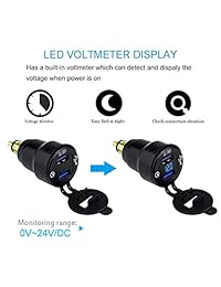 Cllena   Adaptador de carga USB de aleación de aluminio Hella a carga rápida 3.0 con voltímetro para BMW Motocicleta DIN Socket (azul)