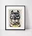 Bat Cat Super Hero Vintage Upcycled Dictionary Art Print - 8x10 inches