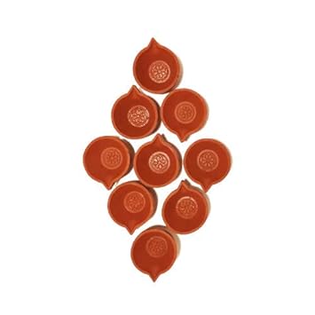 Puja N Pujari Clay Diya for Diwali and Pooja Set of 10 (3 Inch) (10)