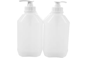 MUSISALY 2pcs 2L Shower Gel Pump Dispenser Bottles Lid, Semi- Plastic Liquid Storage Containers for Body Wash