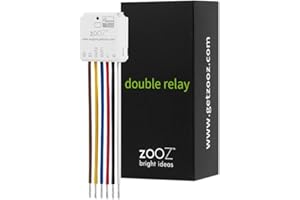 ZOOZ 700 Series Z-Wave Plus Double Relay ZEN52 | Control 2 Lights Individually, Signal Repeater | Works with SmartThings, Hub