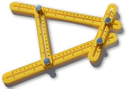 MROIG Template Tool Angle Finder Measuring Tool (Yellow) - Perfect for Hanging Tile, Laying out Brick Patios or Tile Floors, Cutting Difficult Angles, Stones &amp; More - Includes Storage Bag by MROIG
