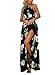 FFLMYUHULIU Women's Sexy Split Floral Off-Shoulder Beach Party Maxi Dress (Small, C2602-Black)