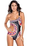 EVALESS Womens Trina Turk Yucateca One Shoulder One Piece Swimwear