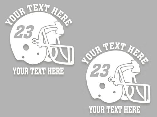 Custom Football Helmet Personalized Vinyl Decal 6" Tall Set of 2 car Truck Windows Sports Team