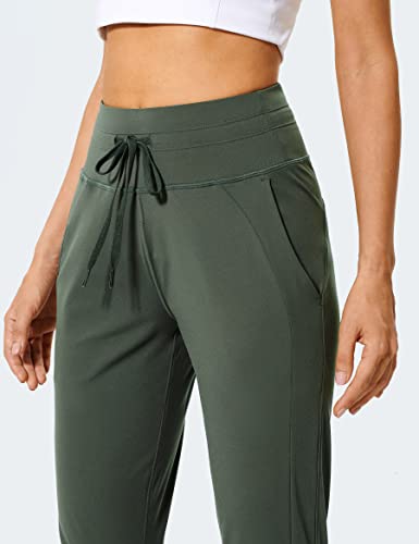 ZUTY Joggers for Women High Waisted Women Sweatpants with Pockets for Athletic Running Tapered Track Pants for Workout Army Green M