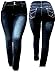 Jack David Women's Plus Size Stretch Black/Blue mid Rise Denim Jeans Pants Skinny Leg