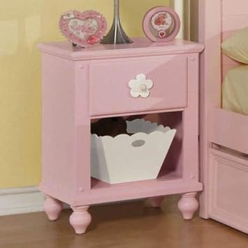 Amazon Com Acme Floresville Nightstand W Basket 00 Pink Furniture Decor