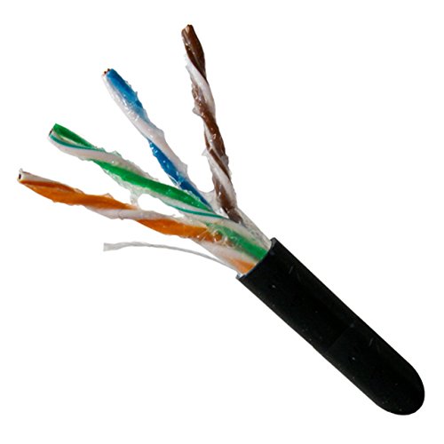 Vertical Cable Cat5e, 350 Mhz, UTP, Gel Filled (Flooded Core), Direct Burial, 1000ft, Black, Bulk Ethernet Cable