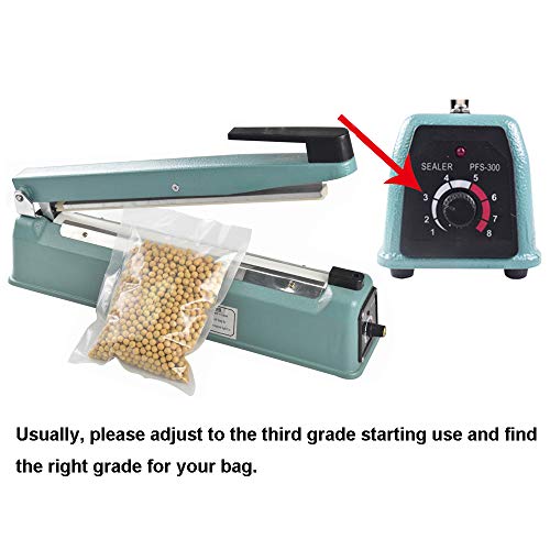 Konmee 12 inches Impulse Manual Hand Bag Sealer Heat Sealing Machine for Mylar and Cereal Bags Plastics Bags Polythene with Extra Replacement Element Grip