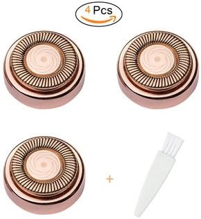 Facial Hair Remover Replacement Heads With Cleansing Brush For Your Flawless 18K Gold-Plated Women's Painless Hair Remover Replacement Blade Heads. Count 4