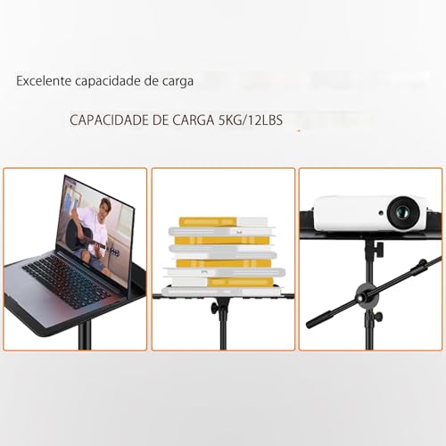VEDO suporte de partitura é dobrável, possui suporte removível para microfone e telefone, é um dispositivo portátil e leve, com prendedor de partitura e bolsa para transporte de instrumentos musicais.