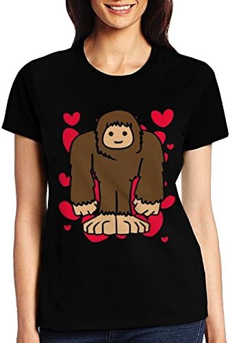 Bigfoot Love Valentines Day Cute hearts Romantic Women's Fashion Classic Casual Short Sleeve Sports T Shirt M