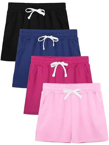 4 Pack Girls Shorts Athletic Basketball Shorts with Drawstring Pocket at Amazon