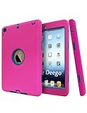 iPad Mini Case, Vogue Shop 2in1 Hybrid Case Cover for iPad Mini 1 2 3 Hard Cover for iPad Mini Printed Design Pc+ Silicone Hybrid High Impact Defender Case Combo Hard Soft Case Cover (Rose+Teal)
