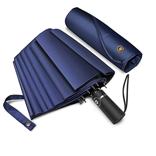 Umbrella Windproof with12 Fiberglass Ribs-Travel Compact Umbrella with Auto Open/Close for Men&Women Ruxy Humy