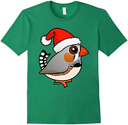 Men's Cute Zebra Finch Santa Claus T-Shirt Medium Kelly Green