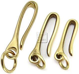CRAFTMEmore 1PC 100% Solid Brass Japanese Fish Hook Keyring Wallet Holder Belt Clip Leathercraft Accessories (2 Inches (50 mm))